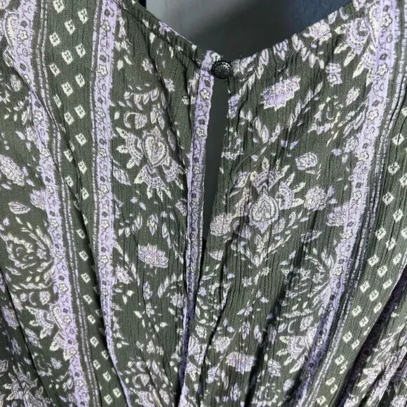 SO Smocked wide leg jumpsuit green purple floral juniors Size XL - Picture 8 of 16